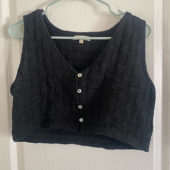 Madewell Tops - Madewell Black Textured Crop Top